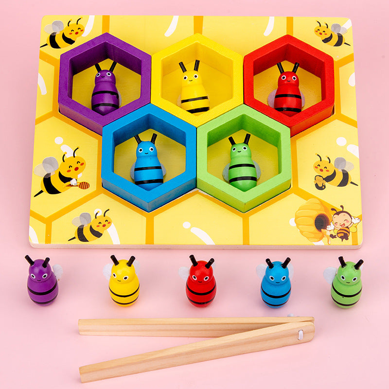 Montessori Clip Bee Wooden Toy