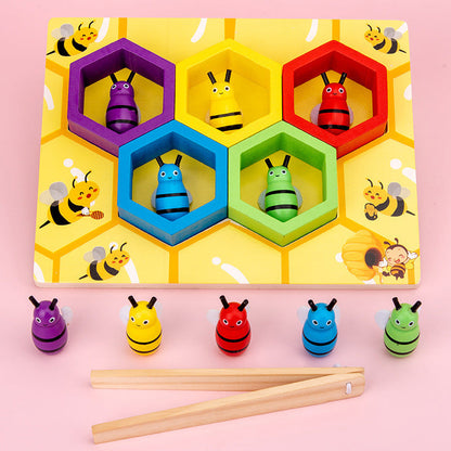 Montessori Clip Bee Wooden Toy