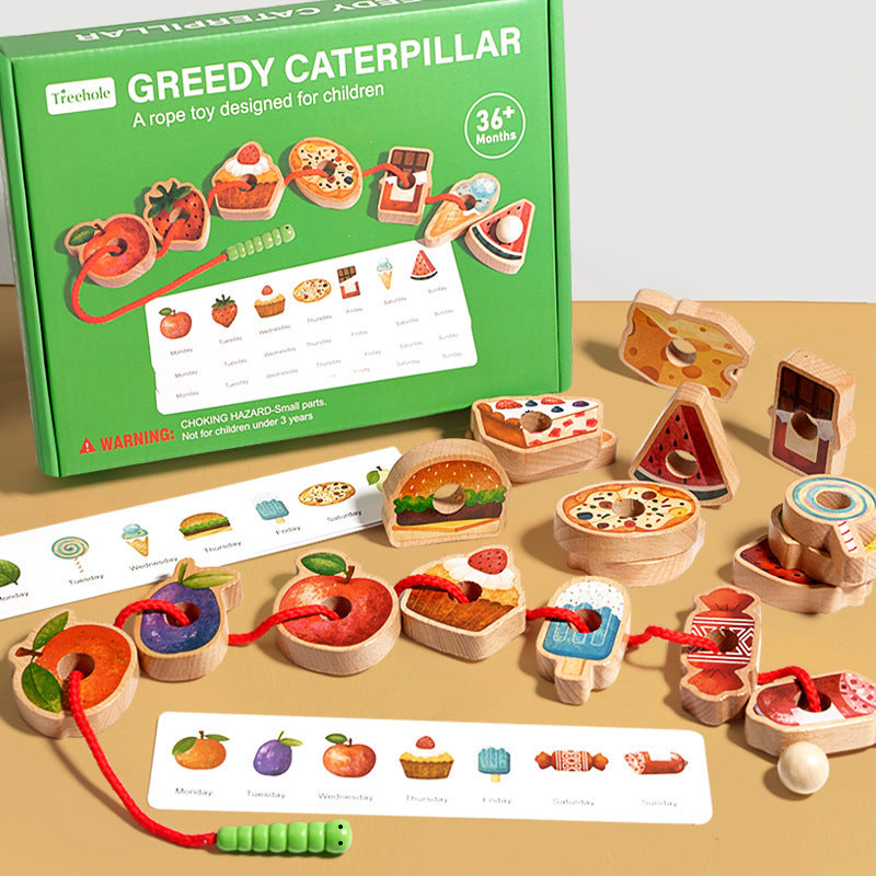 Greedy Caterpillar Threading Toy