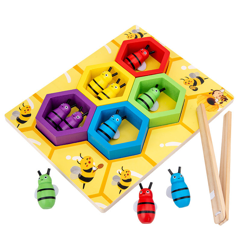 Montessori Clip Bee Wooden Toy