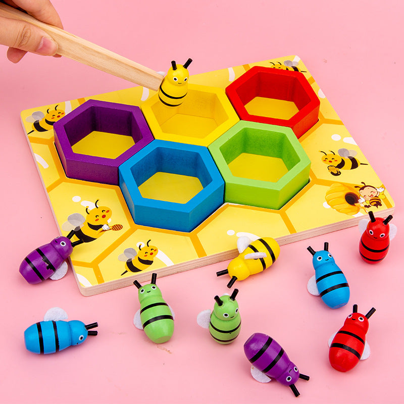Montessori Clip Bee Wooden Toy