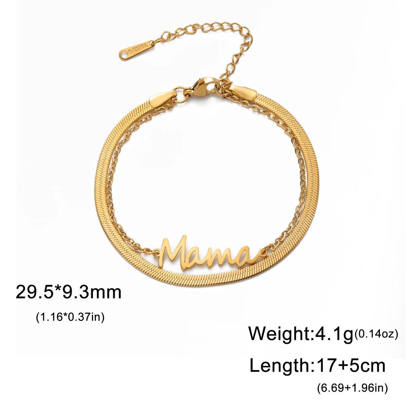 Mama Letters Stainless Steel Bracelet – Elegant Mother’s Day Gift 💖