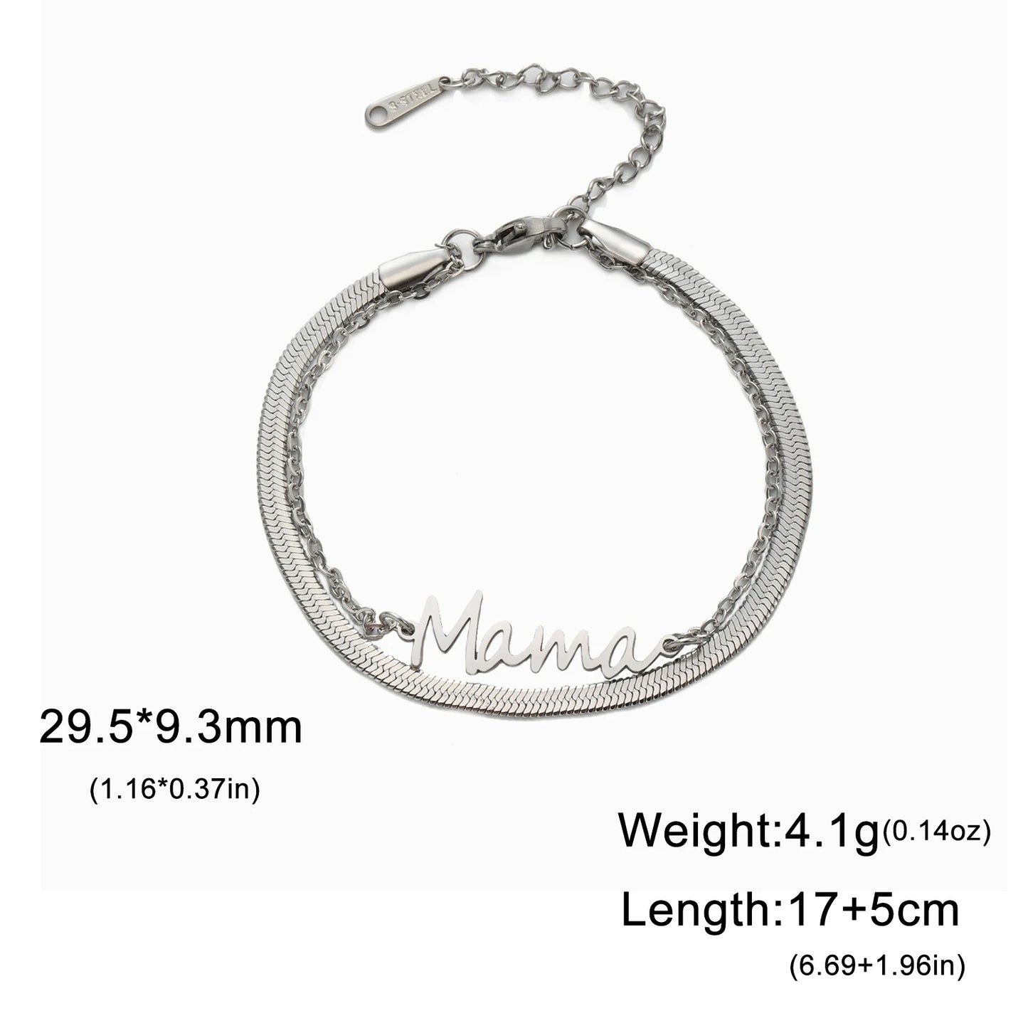Mama Letters Stainless Steel Bracelet – Elegant Mother’s Day Gift 💖