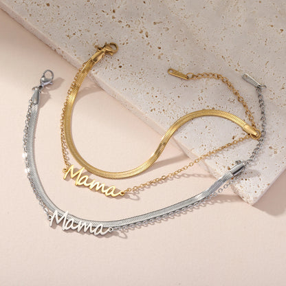 Mama Letters Stainless Steel Bracelet – Elegant Mother’s Day Gift 💖