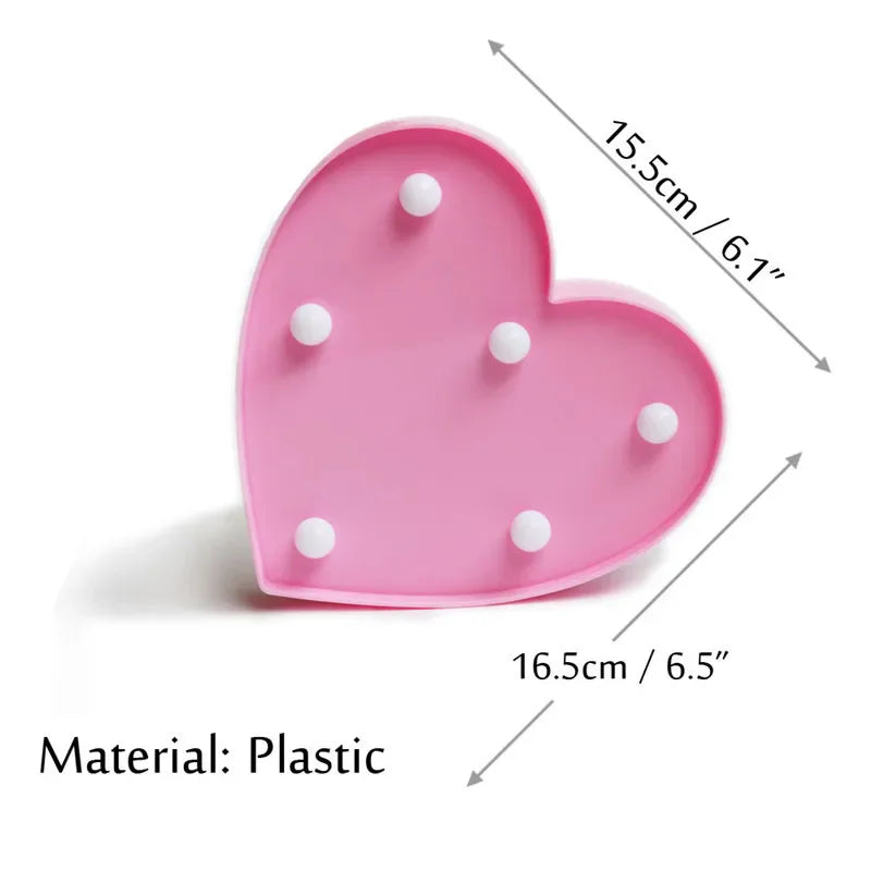 Love Heart LED Lamp with pink plastic design, perfect for romantic decorations.