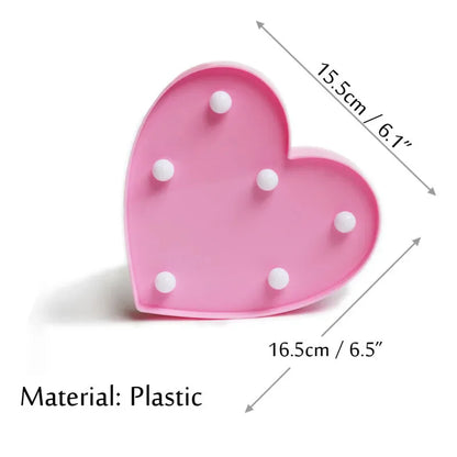 Love Heart LED Lamp with pink plastic design, perfect for romantic decorations.