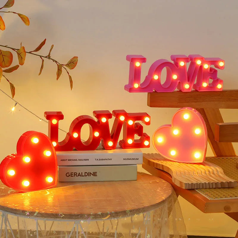 Love Heart LED Lamp as a romantic night light and decoration, featuring warm white LED lighting for cozy ambiance.