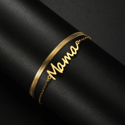 Mama Letters Stainless Steel Bracelet – Elegant Mother’s Day Gift 💖