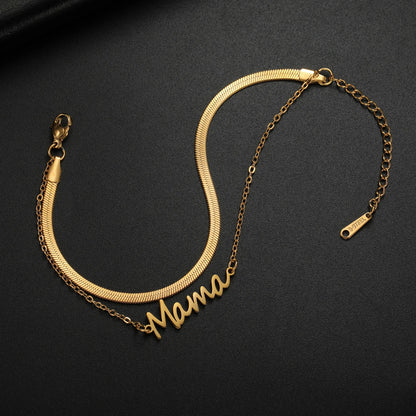 Mama Letters Stainless Steel Bracelet – Elegant Mother’s Day Gift 💖