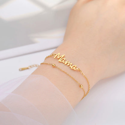Mama Letters Stainless Steel Bracelet – Elegant Mother’s Day Gift 💖