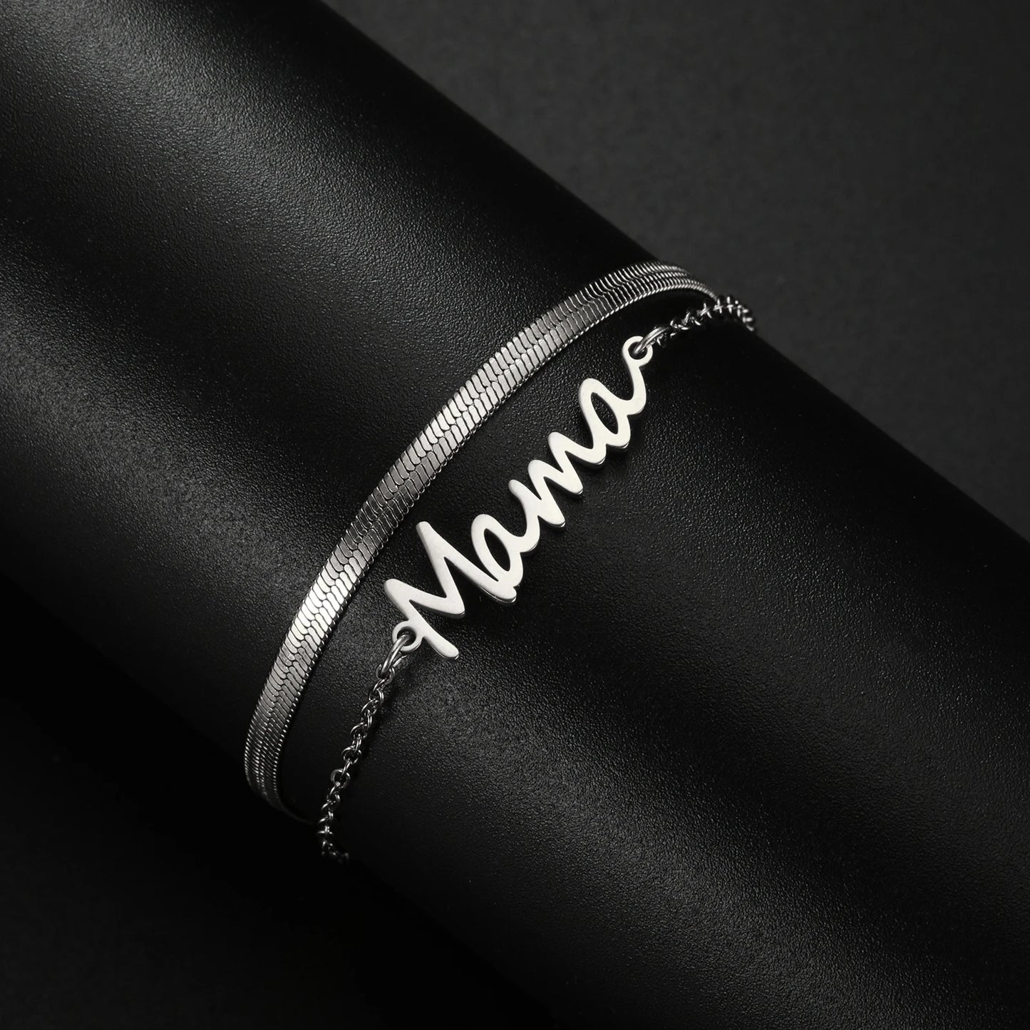 Mama Letters Stainless Steel Bracelet – Elegant Mother’s Day Gift 💖