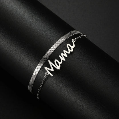 Mama Letters Stainless Steel Bracelet – Elegant Mother’s Day Gift 💖