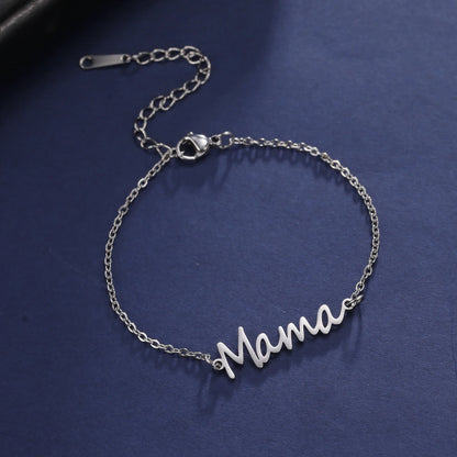 Mama Letters Stainless Steel Bracelet – Elegant Mother’s Day Gift 💖